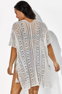 White Half Sleeves HollowOut Cover Up -Bikini By Muse b cscu001 3