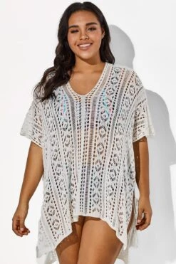 White Half Sleeves HollowOut Cover Up -Bikini By Muse b cscu001 5