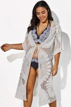 White Vacation Women Embroidery Cover Up -Bikini By Muse b cscu002 4