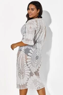 White Vacation Women Embroidery Cover Up -Bikini By Muse b cscu002 5