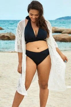 White Sexy Waves Embroidery Cover Up -Bikini By Muse b cscu004 12