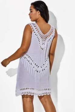 White V-neck Crochet Sleeveless Cover Up -Bikini By Muse b cscu006 6