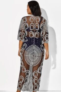 Black Long Sleeves Crochet Lace Cover Up -Bikini By Muse b cscu008 6