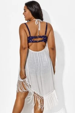 White Backless Women Tassels Cover Up -Bikini By Muse b cscu009 6