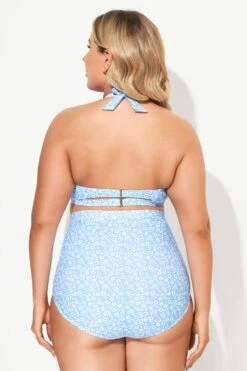 Blue Floral High Waist Bikini Set For Lady -Bikini By Muse b debk005005 2