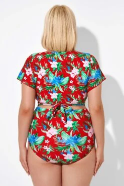 Flower Printed V-neck Bikini Top With Sleeves 8 Flower Printed V-neck Bikini Top With Sleeves -Bikini By Muse b debk050003 2