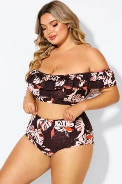 Flower Print Ruffle Women Bikini Top -Bikini By Muse b debk051002 4