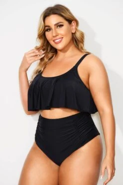 Black Sexy Scoop Neck High Waist Bikini Set -Bikini By Muse b debk063001 3