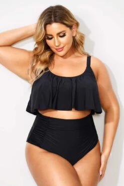 Black Sexy Scoop Neck High Waist Bikini Set -Bikini By Muse b debk063001 4