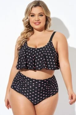 Star Pattern Ruffle Women Bikini Top -Bikini By Muse b debk063006 4