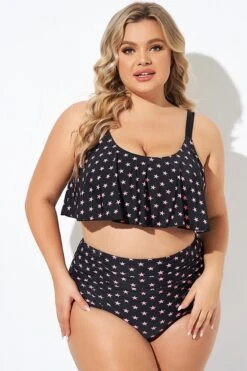 Star Pattern Ruffle Women Bikini Top -Bikini By Muse b debk063006 5