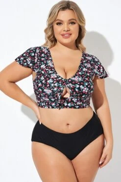 New Arrival 11 Classic Floral Print Knot Front Women Bikini Top