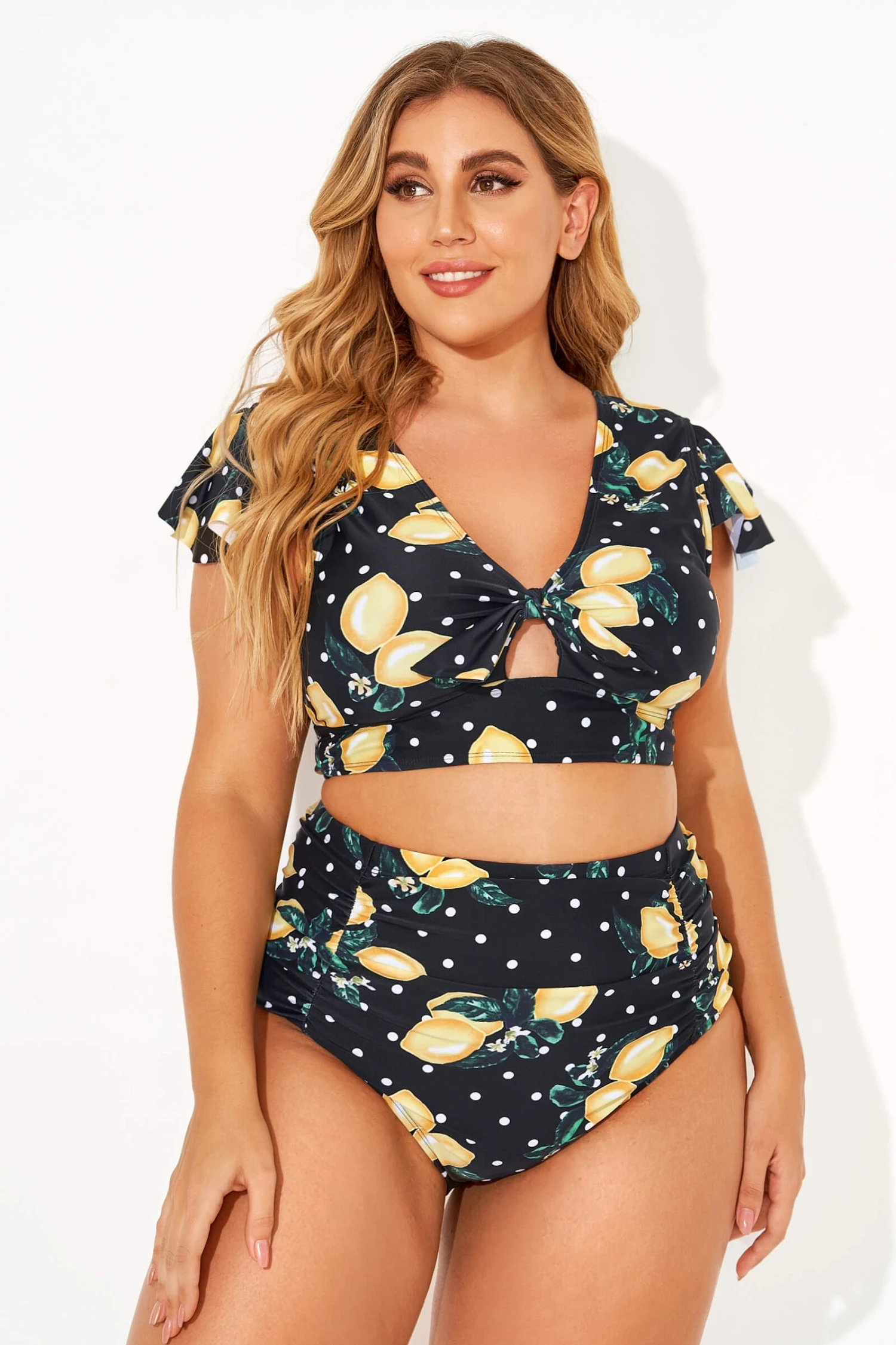 Lemon Flutter Cap Short Sleeve Bikini Top 1 Lemon Flutter Cap Short Sleeve Bikini Top
