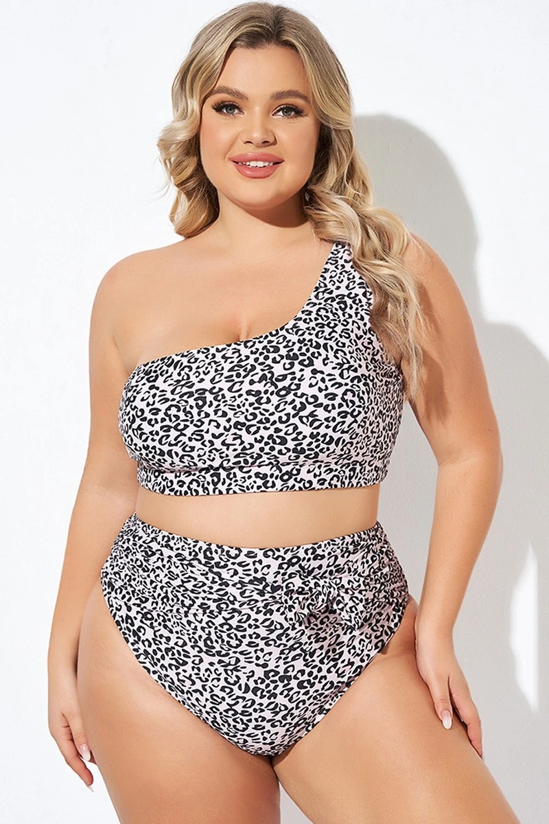 Leopard Print One Shoulder Women Bikini Top 3 Leopard Print One Shoulder Women Bikini Top - Image 3