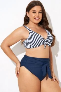 Striped Tie Front Underwire Bikini Top -Bikini By Muse b debk140001 6