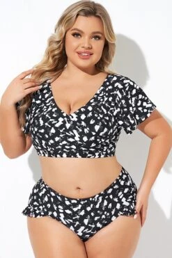 Mono Spot Flutter Sleeve Wrap Bikini Top -Bikini By Muse b debk142001 3
