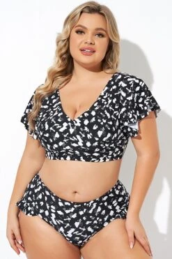 Mono Spot Flutter Sleeve Wrap Bikini Top -Bikini By Muse b debk142001 4