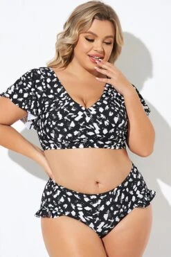 Mono Spot Flutter Sleeve Wrap Bikini Top -Bikini By Muse b debk142001 6