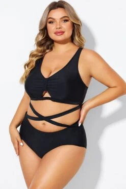 Black Plus Size With Adjustable Straps Sexy Bikini Top -Bikini By Muse b debk151001 4