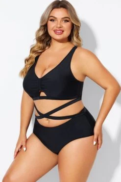 Black Plus Size With Adjustable Straps Sexy Bikini Top -Bikini By Muse b debk151001 5