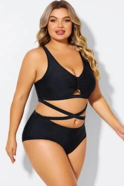 Black Plus Size With Adjustable Straps Sexy Bikini Top -Bikini By Muse b debk151001 6