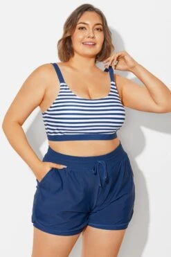 Plus Size Squaue Neck Navy Stripe Bikini Top -Bikini By Muse b debk154003 6