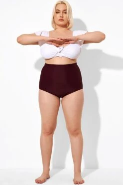 Wine Red High Waist Black Swimwear Shorts -Bikini By Muse b debt002016 4