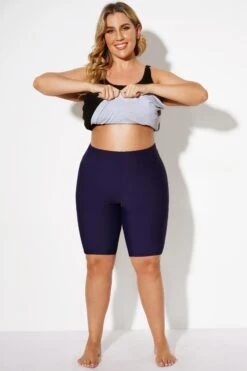 Navy Long Bike Swim Short Bottom