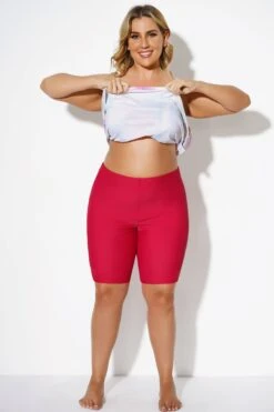 Wine Red Women Long Bike Short Swim Bottom -Bikini By Muse b debt010003 1