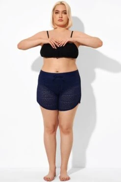 Blue Hollow Out Lace Overlay Swim Bottom -Bikini By Muse b debt014002 4