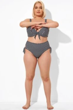 Black Stripe Side Knot High Waist Brief For Lady 7 Black Stripe Side Knot High Waist Brief For Lady -Bikini By Muse b debt027004 4 1