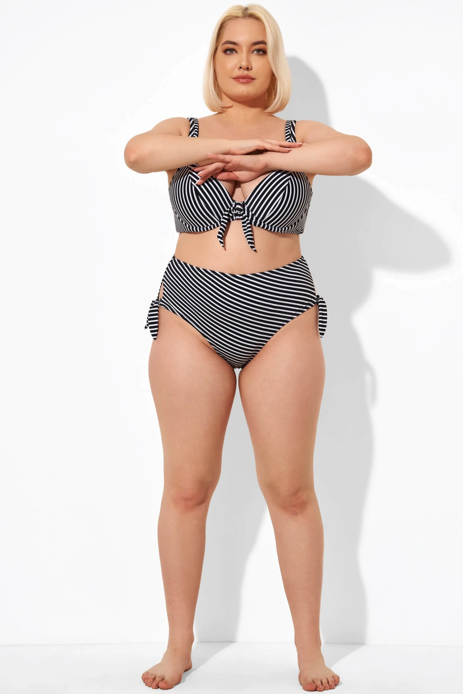 Black Stripe Side Knot High Waist Brief For Lady 4 Black Stripe Side Knot High Waist Brief For Lady - Image 4