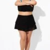 Black High Waisted Layered Black Swim Skirt
