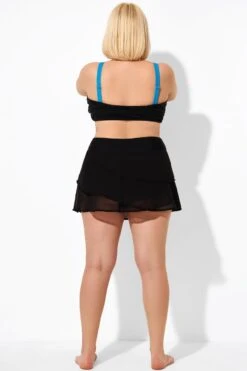 Black High Waisted Layered Black Swim Skirt -Bikini By Muse b debt047001 3