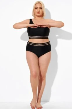 Black Mesh High Waist Bikini Bottom