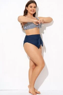 Striped Tie Front Women Bikini Bottom -Bikini By Muse b debt049004 3