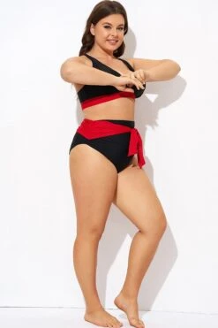 Black And Red High Waisted Bikini Bottom -Bikini By Muse b debt049005 4