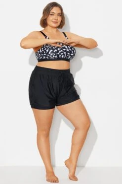 Plus Size Black Mid Waist Women Shorts -Bikini By Muse b debt065002 4