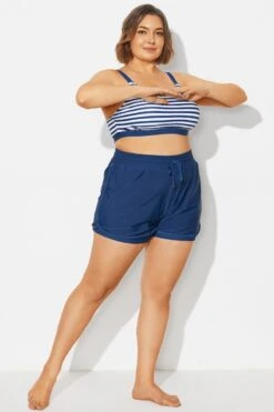 Plus Size Navy Mid Waist Women Shorts -Bikini By Muse b debt065003 4
