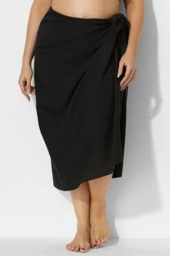 Sexy Side Tie Black Sarong Cover Up -Bikini By Muse b decu001 3