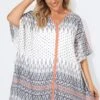 Plunging V-Neck Double Side Slits Cover Up