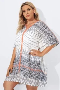 Plunging V-Neck Double Side Slits Cover Up -Bikini By Muse b decu004 4