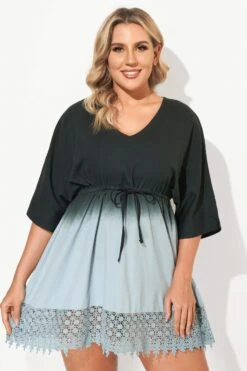 Deep V-Neck Tie-Dye Print Cover Up Dress -Bikini By Muse b decu006 4