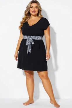 Black V-neck Side Slit Tunic Cover Up -Bikini By Muse b decu036 4