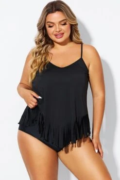 Black Plus Tassel Beach Camisole Beach Sarong -Bikini By Muse b decu037 3