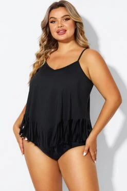 Black Plus Tassel Beach Camisole Beach Sarong -Bikini By Muse b decu037 5