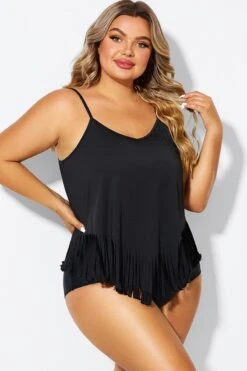 Black Plus Tassel Beach Camisole Beach Sarong -Bikini By Muse b decu037 6