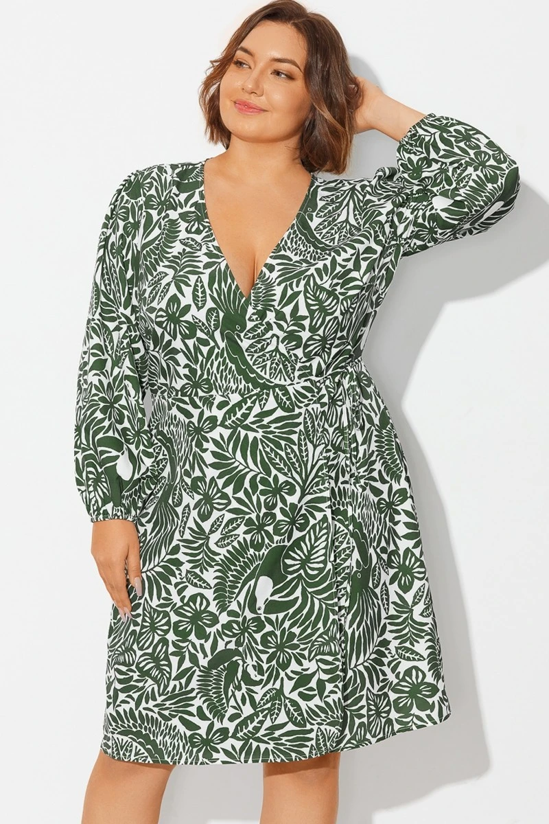 V-Neck Puff Sleeves Wrap Tie Side Cover Up 1 V-Neck Puff Sleeves Wrap Tie Side Cover Up