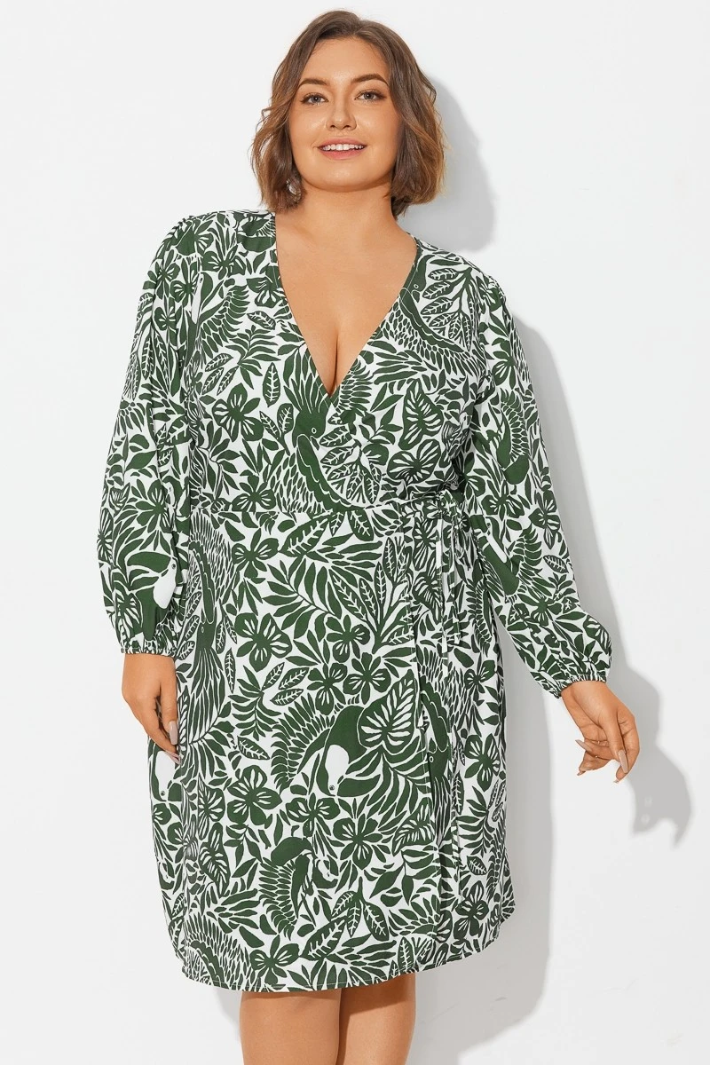 V-Neck Puff Sleeves Wrap Tie Side Cover Up 6 V-Neck Puff Sleeves Wrap Tie Side Cover Up - Image 6