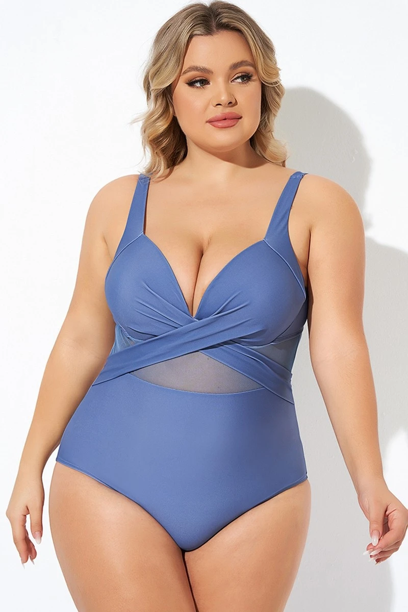 Blue Cut Out Mesh Adjustable Straps One Piece Swimsuit 6 Blue Cut Out Mesh Adjustable Straps One Piece Swimsuit - Image 6